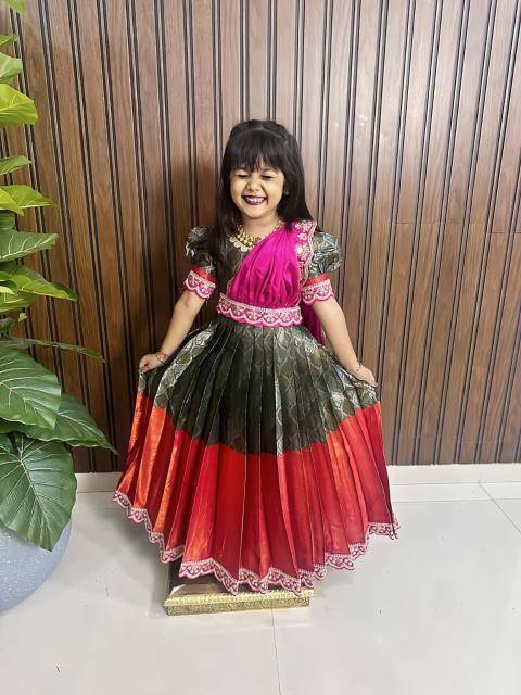 NEW LAUNCING KIDS GOWN kanjivaram silk Girls clothing wholesale